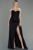 Long Black Satin Prom Gown ABU2965