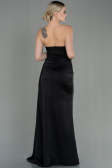 Long Black Satin Prom Gown ABU2965