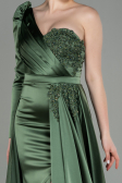 Oil Green Long Satin Evening Dress ABU2610