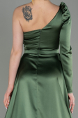 Oil Green Long Satin Evening Dress ABU2610