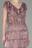 Short Powder Color Scaly Invitation Dress ABK1674