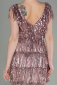 Short Powder Color Scaly Invitation Dress ABK1674