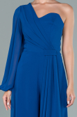 Long Sax Blue Chiffon Invitation Dress ABT078