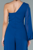 Long Sax Blue Chiffon Invitation Dress ABT078