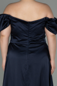 Long Red-Navy Blue Satin Plus Size Evening Dress ABU2923