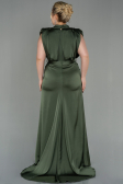 Long Olive Drab Satin Plus Size Evening Dress ABU2969
