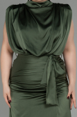 Long Olive Drab Satin Plus Size Evening Dress ABU2969