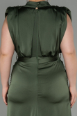 Long Olive Drab Satin Plus Size Evening Dress ABU2969