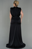 Long Black Satin Plus Size Evening Dress ABU2969