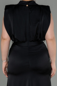 Long Black Satin Plus Size Evening Dress ABU2969