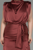 Long Light Brown Satin Plus Size Evening Dress ABU2969