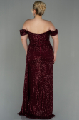 Long Burgundy Scaly Plus Size Evening Dress ABU2973
