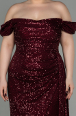 Long Burgundy Scaly Plus Size Evening Dress ABU2973