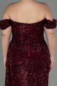 Long Burgundy Scaly Plus Size Evening Dress ABU2973