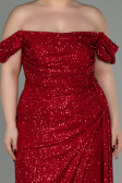 Long Red Scaly Plus Size Evening Dress ABU2973