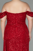 Long Red Scaly Plus Size Evening Dress ABU2973