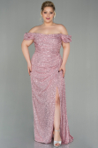 Long Powder Color Scaly Plus Size Evening Dress ABU2973