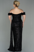 Long Black Scaly Plus Size Evening Dress ABU2973