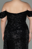 Long Black Scaly Plus Size Evening Dress ABU2973