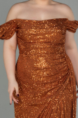 Long Light Brown Scaly Plus Size Evening Dress ABU2973