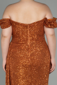 Long Light Brown Scaly Plus Size Evening Dress ABU2973