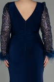 Long Navy Blue Oversized Evening Dress ABU2976
