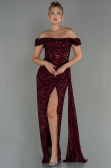 Long Burgundy Scaly Evening Dress ABU2987