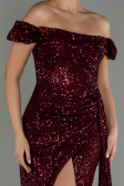 Long Burgundy Scaly Evening Dress ABU2987
