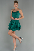 Short Emerald Green Satin Invitation Dress ABK1691