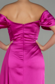 Fuchsia Long Satin Evening Dress ABU2661