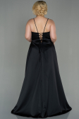 Long Black Satin Oversized Evening Dress ABU3020