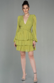 Pistachio Green Mini Chiffon Invitation Dress ABK959