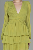 Pistachio Green Mini Chiffon Invitation Dress ABK959