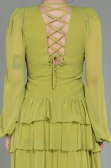 Pistachio Green Mini Chiffon Invitation Dress ABK959