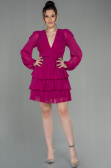 Fuchsia Mini Chiffon Invitation Dress ABK959