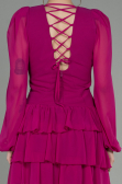 Fuchsia Mini Chiffon Invitation Dress ABK959