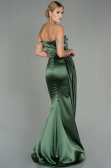 Oil Green Long Satin Evening Dress ABU2618