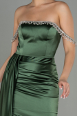 Oil Green Long Satin Evening Dress ABU2618