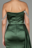 Oil Green Long Satin Evening Dress ABU2618