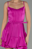 Short Fuchsia Satin Invitation Dress ABK1691