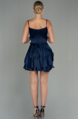Short Navy Blue Satin Invitation Dress ABK1691