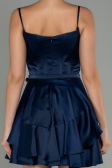Short Navy Blue Satin Invitation Dress ABK1691