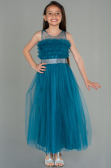 Long Oil Green Girl Dress ABU3032
