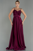 Long Plum Satin Evening Dress ABU1601