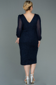 Midi Navy Blue Plus Size Evening Dress ABK1726