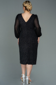 Midi Black Plus Size Evening Dress ABK1726