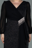 Midi Black Plus Size Evening Dress ABK1726