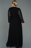 Long Black Chiffon Plus Size Evening Dress ABU3075