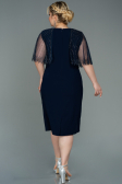 Navy Blue Midi Plus Size Evening Dress ABK1662
