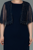 Navy Blue Midi Plus Size Evening Dress ABK1662